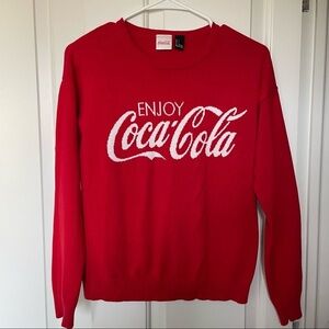 Coca Cola Red Scoop Neck Sweater. Size Small